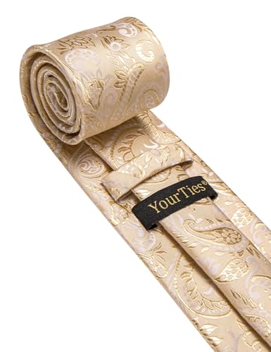 Image of YourTies Paisley Men's Necktie Woven Silk Floral Ties for Men Designer Formal Business Party Wedding