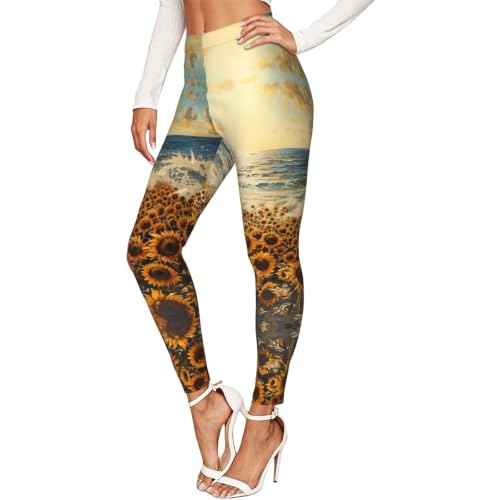 Leggings de girasoles mujer pantalones entrenamiento gimnasio