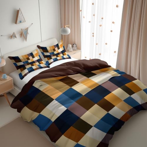 Housse de couette carré terre 140x200 cm linge de lit moderne patchwork ado