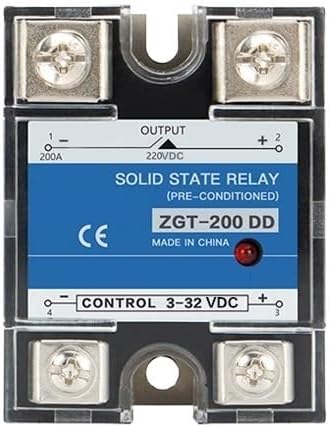 Solid State Relay SSR-200DD 200A 220V 380V 600V Big Voltage Single Phase JGX DC Control DC Heat Sink 3-32VDC to 5-220VDC DD Solid State Relay(200A 220V)
