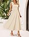 ZESICA Women's Summer Spaghetti Strap Maxi Dress 2026 Tie Shoulder Square Neck Flowy Wedding Guest Party Beach Long Dresses,Apricot,Medium