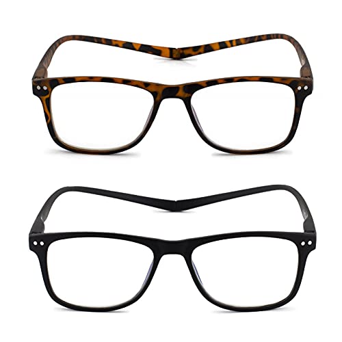 Image of AUGEN Optimax Anti Glare Blue Cut Magnetic Reading Glasses With Neck Rest For Men Women (Black & Brown, +3.50)