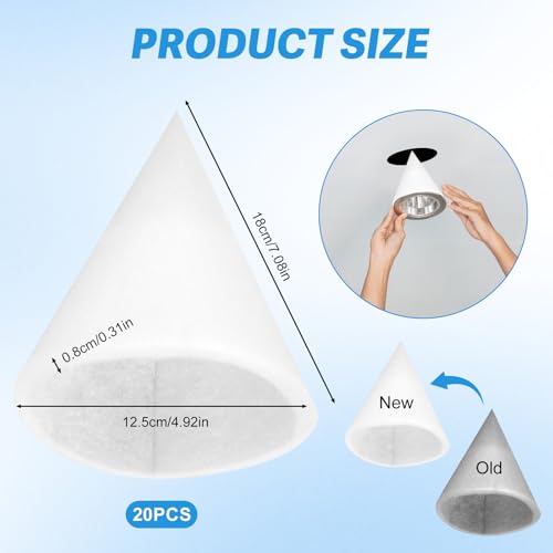 20 Kegelfilter DN 125, G4 Filtermatte für Lüftungsanlagen, Ersatz für Zehnder/Maico/Pluggit/Helios Disc Valves, Länge 180 mm, Ø125 mm, Dicke 8 mm, Passend für alle Hauslüftungssysteme​
