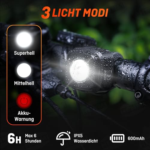 HENMI Fahrradlicht Set, Stvzo Zugelassen Rücklicht Fahrrad und Fahrradlicht Vorne,Type-C Led...