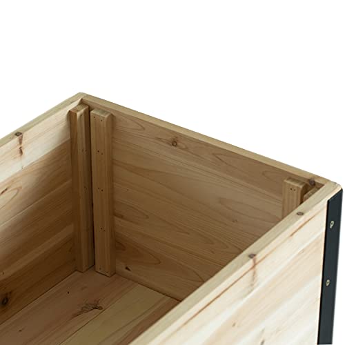 Gardenised Elevated Outdoor Raised Rectangular Planter Bed Box Solid Wood With Steel Legs, Natural #TOP7