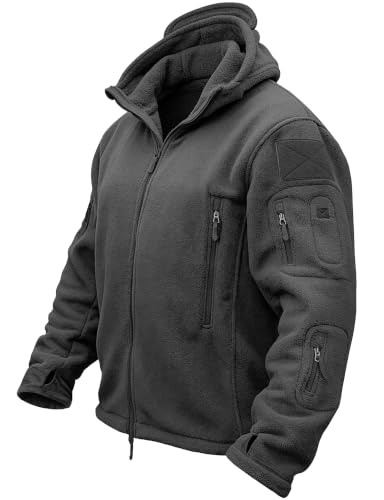 TACVASEN Mens Fleece Jacket Tactical Hoodie Military Winter Warm Full Zip