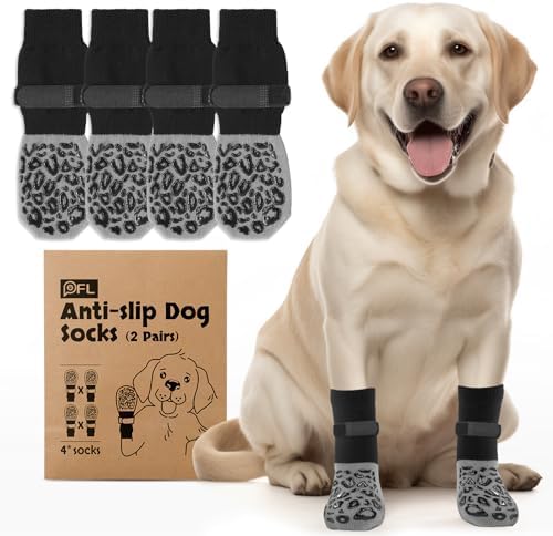 PICK FOR LIFE Hundesocken Leckschutz Anti-Rutsch 2 Paar Doppelseitige, XS | Pfotenschutz Hund mit Verstellbaren Riemen für Innenbereich, auf Hartholzboden