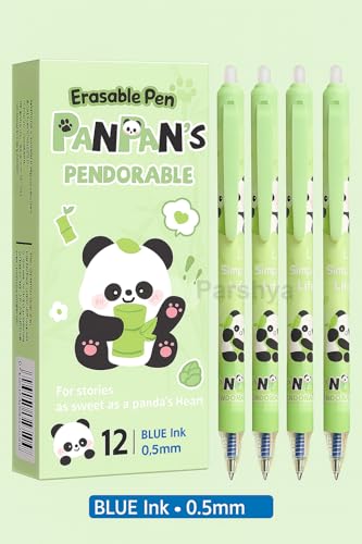 Image of KiddieWorld Erasable Gel Pen Set of 12 | 0.5mm Fine Tip Blue Ink | Smooth Writing Heat Erase Pens for School Students, Kids, Office & Exam Use