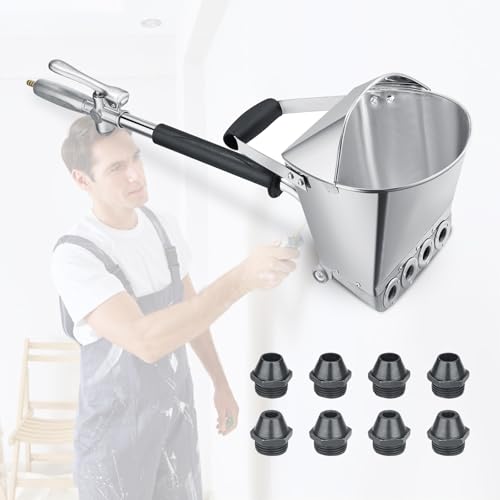 #rémunéré #Amazon<br>Ciment Mortier Pistolet,4 Jet Hopper Pl?tre et Stuc Pulv?risateur ? Pulv?risation avec Couvercle Tr?mie Pistolet avec 8 Buses M?talliques Suppl?mentaires pour Murs et Plafonds DIY