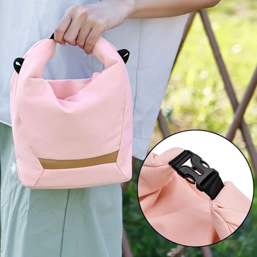Mochila para cámara réflex impermeable con compartimentos y correa sling rosa 4