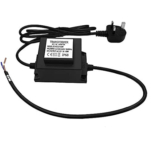 CNBRIGHTER Waterproof 12V AC Transformer, 5A 60W, 220-240V AC to 12V AC LED Power Supply, Voltage Converter LED Driver,Adapter for Outdoor Landscape Lighting/Swimming Pool Light (60 Watts) Cover