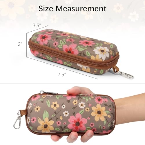 Image of Double Eyeglasses Case Hard Shell Dual Sunglasses Organizer with Zipper Closure Travel Eyewear Storage for Vehicle