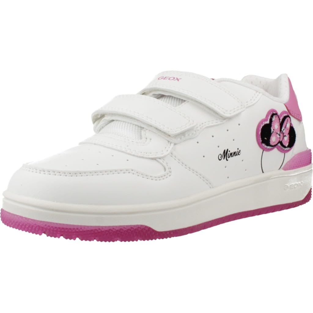 Geox J WASHIBA Girl B, Girls’ Sneaker, White/Fuchsia,