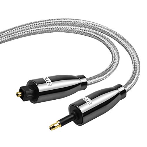 Optical Audio Cable, EMK Toslink Optical to Mini Toslink Optical Cable with Braided Jacket for Home Theater, Sound Bar, TV, PS4, Xbox, Playstation(9.8ft/3m)
