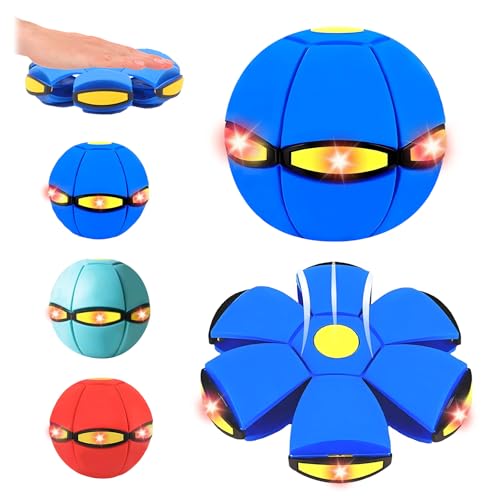 Kenmohuo Magic Bouncing Ball Bouncy Balls Magical Flying Saucer with 6 LED Light Family and Pet Interactive Toys Safe & Durable Dual Form Freely Switchable for Indoor & Outdoor Use (Dark Blue)