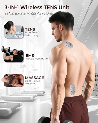 Image of Wireless TENS Unit Muscle Stimulator for Pain Relief Therapy, 2 Units Dual-Channel TENS Machine, 30 Intensities, Pocket-Sized TENS Device for Sciatica Back Pain, Charging Case, Model U13