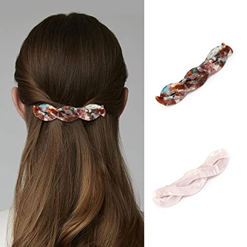 Briskaari Hair Barrettes Tortoiseshell Hair Clips Geometric Hair Pins Automatic Hair Accessories for Women and Girls (Set-4)