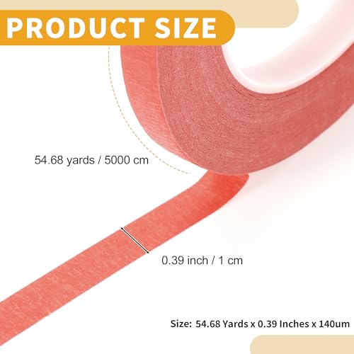 Image of 1 Pc Painters Tape Masking Master Tape Easy Removal Red 5000x1x0.01cm / 54.68 Yards x 0.39 Inches x 140um
