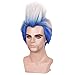ColorGround Blue Ombre White Wig with Crystal for Cons and Halloween Party