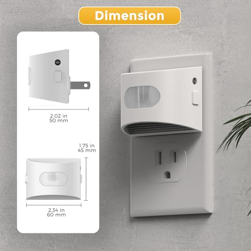 Image of L LOHAS LED Motion Sensor Night Light, Night Lights Plug into Wall, 4 Pack | Nightlight with Dusk to Dawn & Motion Detection Sensor, 30-100Lm Adjustable Brightness, 3000K Warm White, White Housing