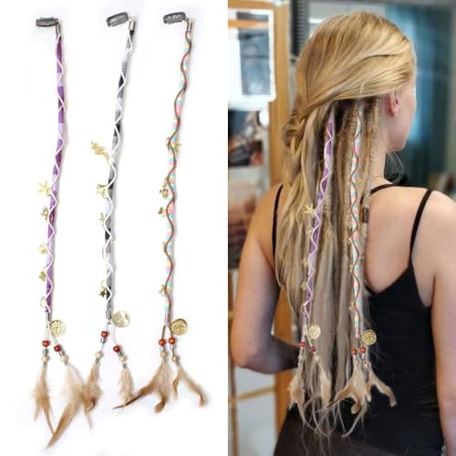 Accesorios para cabello con clip boho trenzas dreadlocks 3 piezas miniatura 1