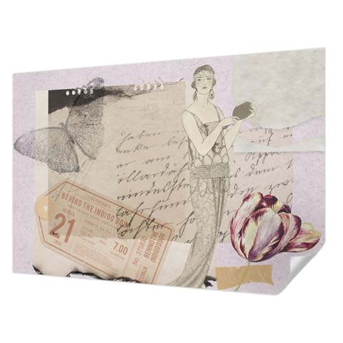 Papel Autocolante 152x104 cm Elegante Collage Nostálgico para Salón 2