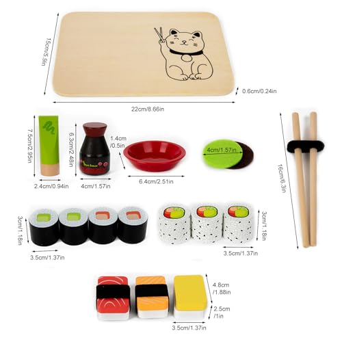 Jeu de sushis et ensemble de cuisine de jouets en bois pour enfant - 5