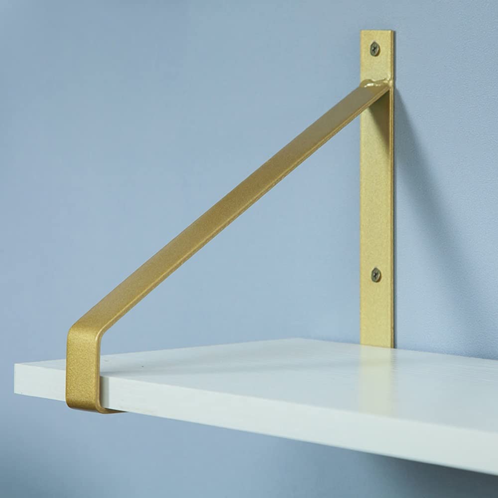 2X 30 Cm Supporti per Ripiani Staffe per Mensole Galleggianti Pesanti Staffe Triangolare con Viti per Scaffali A Parete Aperta Black & Gold & White Tre Colori Scelte (Color : Gold, Size : 30cm/
