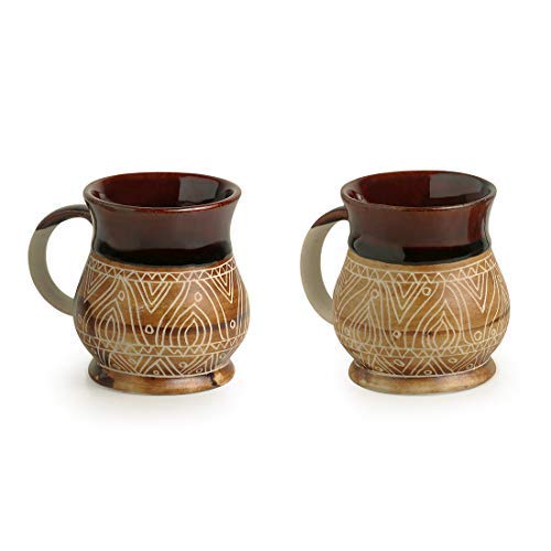 Ensemble de tasses à café en céramique bicolore marron beige du pack Aport