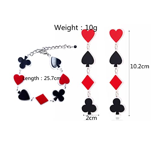 Creative Playing Cards Pattern Drop Earring Acrylic Hearts Poker Spade Earring for Women Gambling Casino Funny Jewelry Gift2