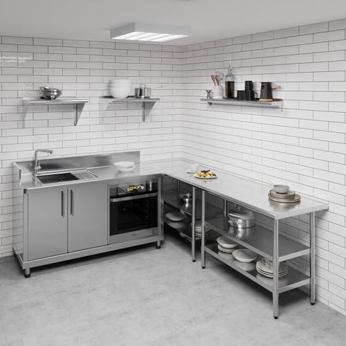 Image of AmGood 6 in. x 48 in. Stainless Steel Wall Shelf | NSF | Metal Shelving | Garage, Laundry, Storage, Utility Room | Restaurant, Commercial Kitchen