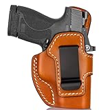 Premium IWB Leather Holster for Smith & Wesson M&P Shield 9mm/.40, M&P Shield M2.0, M&P Shield Plus, Optic-Ready Concealed Carry Holster, Steel Clip Fits 1.75