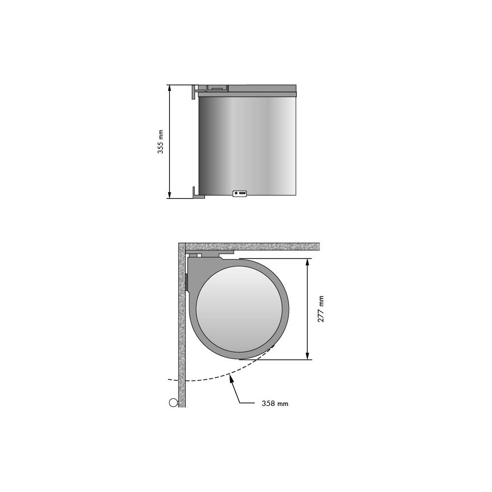 Pattumiera rotonda e girevole con apertura automatica per armadio da cucina - Capacità 13L - Acciaio inossidabile