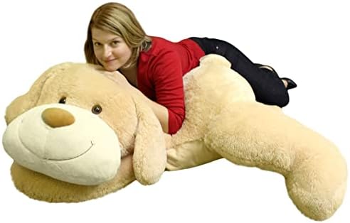 Giant Stuffed Puppy Dog 5 Feet Long Squishy Soft Extremely Large Plush Animal Cream Color