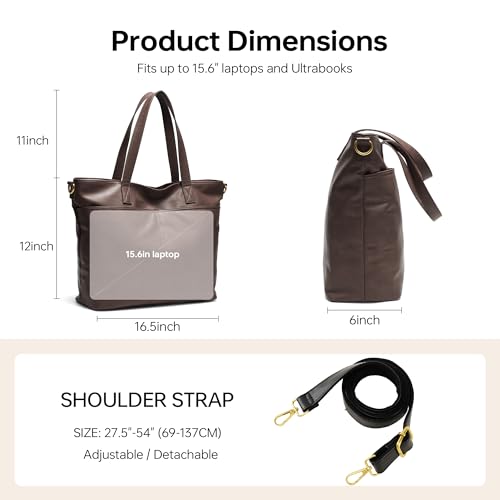 Bolso Tote de Cuero para Mujer con Compartimento para Laptop miniatura 4