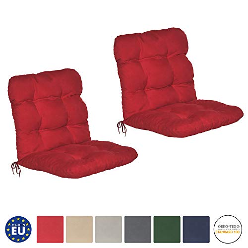 Beautissu 2er Set Niedriglehner Auflagen Set Flair NL Stuhlauflage 100x50x8cm Sitzkissen Niederlehner Gartenstuhl Stuhlkissen besonders bequem in Rot