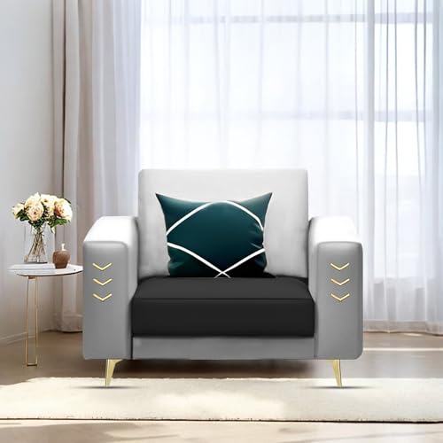 Image of Casaliving Falco 1 Seater Sofa Set for Living Room (Black Grey Fabric) Premium Fabric Sofa