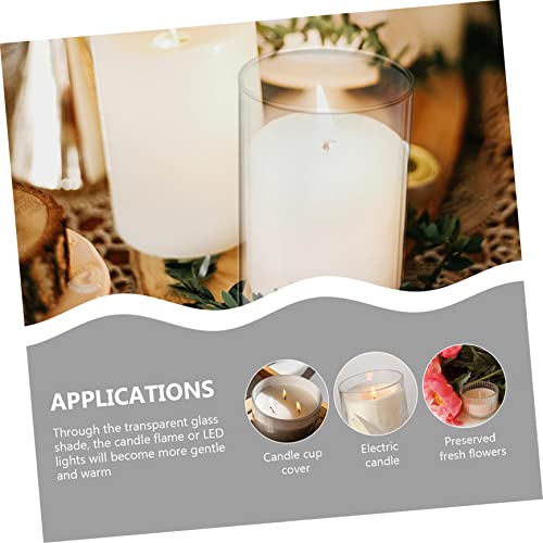 4pcs Candle Shade Candle Cover Decor Accessory Cylinder Candle Glass Shade Candle Tube Cover Glass Transparent Candle Container Simple Glass Cover Decorative Candle Container