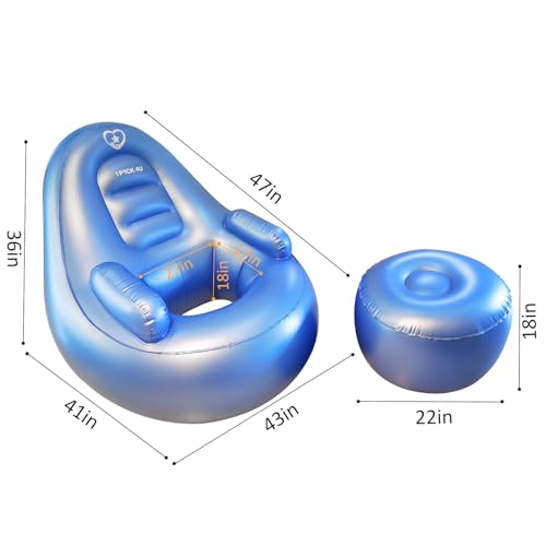 Serenity Blue BBL Inflatable Chair with Ottoman for After Butt Surgery Recovery,Sitting,Sleeping,Pregnancy and Relaxation and BBL Pillow Results Lifting Cushions for BBL(Air Pump Not Included)