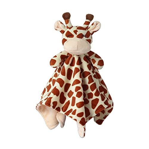 CREVENT Soft Plush Animal Face Security Blankets for Boys and Girls, Great Gifts for Birthday Baby Shower(Brown Giraffe)