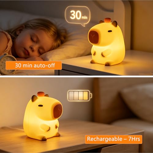 Lámpara de noche capibara silicona para niños recargable miniatura 3