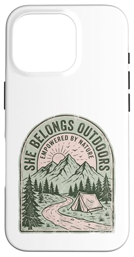 She Belongs Outdoors Empower by Nature Mountain �e���g �X�}�z�P�[�X iPhone 16 Pro �p