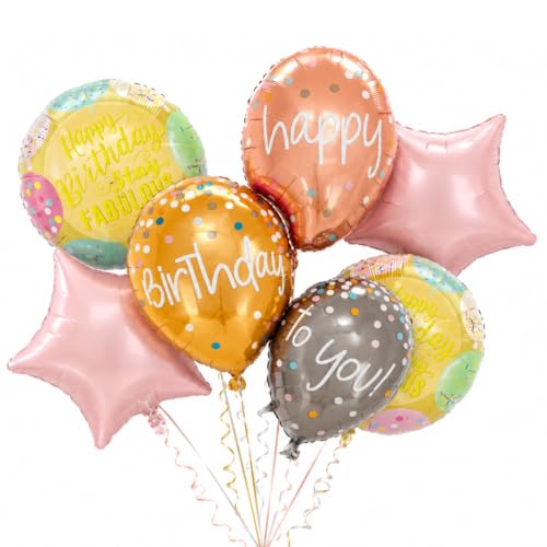 Image of Wanna Party Big Triple Balloon Happy Birthday Balloon Ser-Set of 5 for Happy Birthday Foil Balloons,Birthday Balloons for Decoration