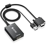 eSynic VGA to HDMI 変換アダプタ(オーディオ付き) USB給電 1080P 単方向伝送 [逆方向に非対応]コンピューター/ラップトップ HDMI モニター/テレビなどの対応可能 【VGA to HDMI（アップグレード版）】