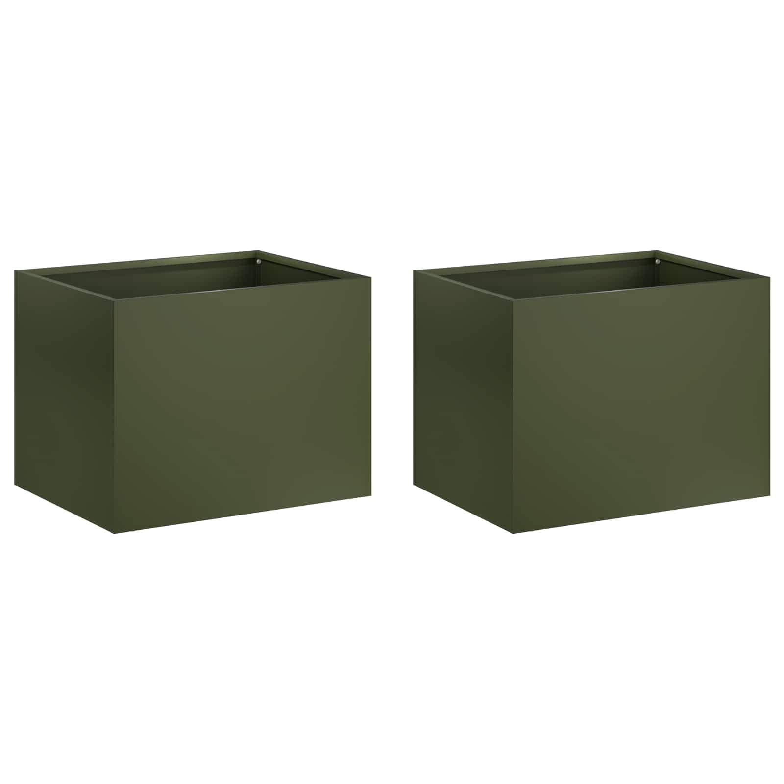Genérico Macetero de Jardín 2 uds. Verde Oliva 40 x 30 x 30 cm,Casa y jardín,Maceteros y jardineras,5.5 kg-8005197