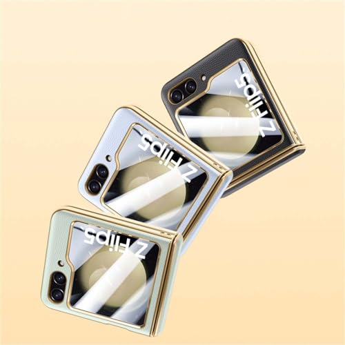 Para Samsung Galaxy Zflip 5 Revestimento de luxo com dobradiça de couro puro Capa de telefone para S