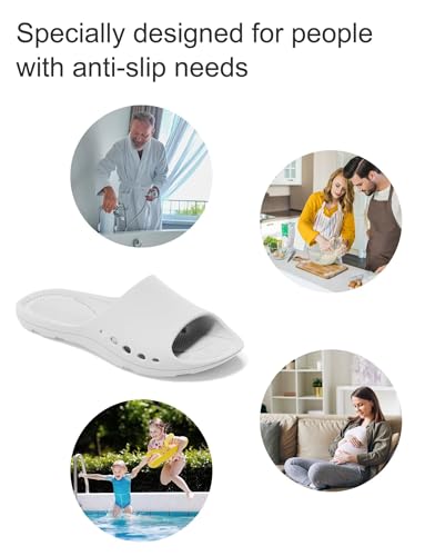Image of KENROLL KW211 Non Slip Shower Slides, Thin Flat EVA Slippers | 7 drainage holes (5 side+2 bottom), rubber anti-slip patches, lightweight, for pool beach dorm gym, unisex, barefoot feel