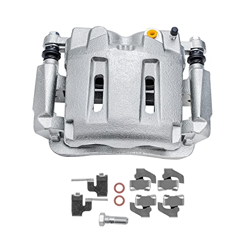 Image of Detroit Axle - Front Drilled Brake Rotors Passenger Side Brake Caliper Replacement for Ford F-250 F-350 Super Duty - 3pc Set