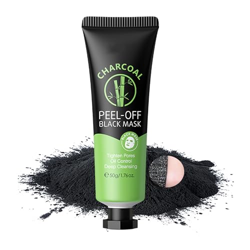 BEUKING Charcoal Peel Off Face Mask Blackhead Remover Mask, Moisturizing Charcoal Facial Mask with Sodium Hyaluronate, Deep Cleansing Cleanser for Dirts, Pores, Acne, Skin Oil and Blackheads, 1.76 oz