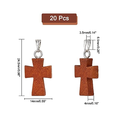 NBEADS Ciondoli a Croce in Legno Naturale da 20